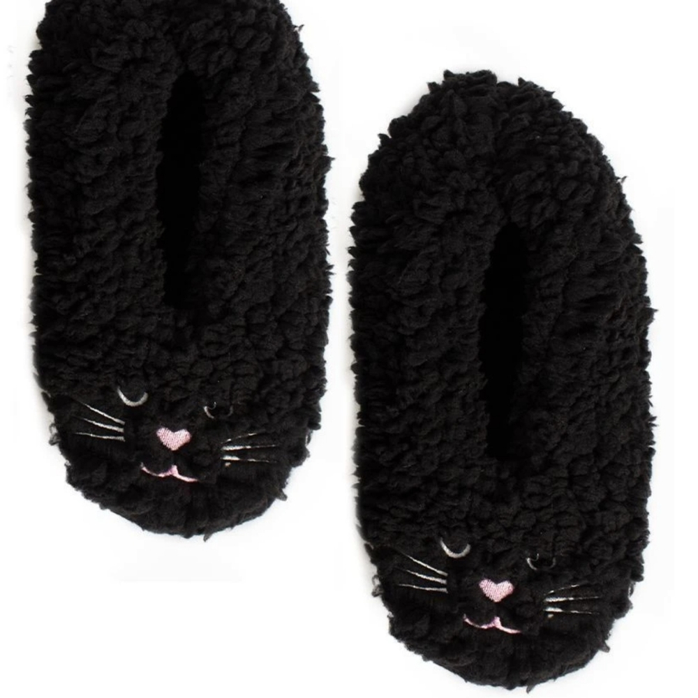 Black Cat Plush Slippers NEW Sz. S/M
